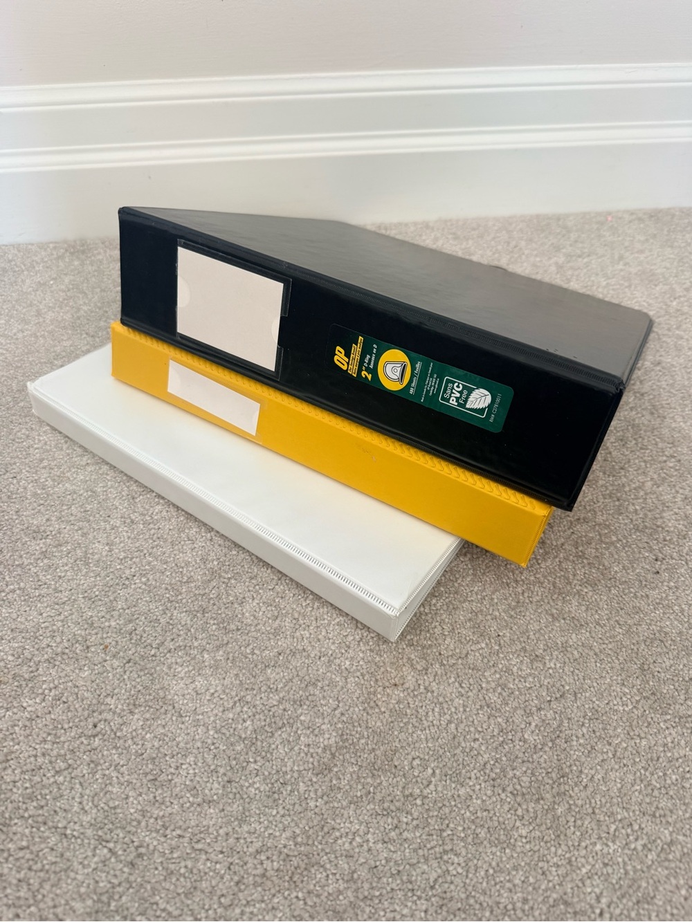 Three-Color Document Binders — Black, Yellow, White